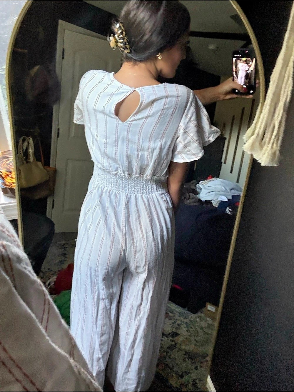Striped Wide-Leg Jumpsuit in Blue & White - Picture 5 of 8